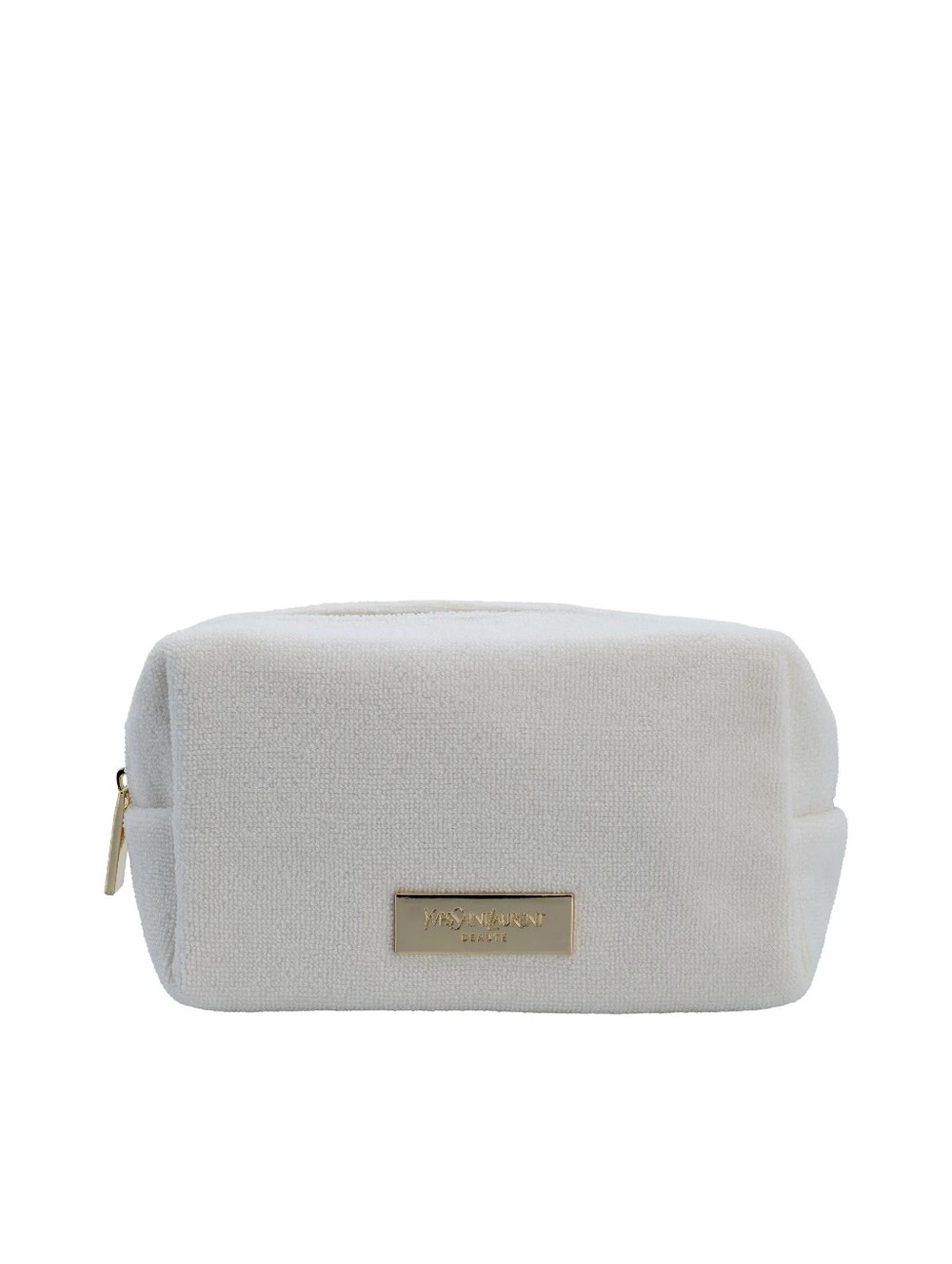 YSL Yves Saint Laurent Mini Cream Fabric Cosmetic Pouch Terry White New
